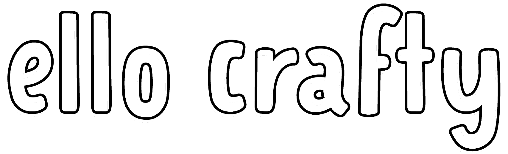 ello crafty text logo white with black outline