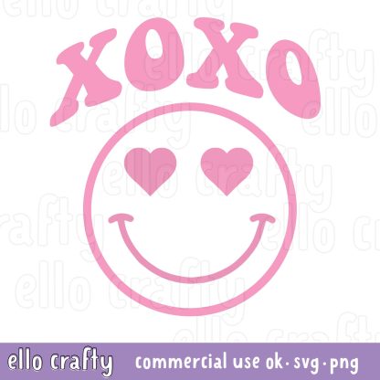 XOXO with Happy Face SVG