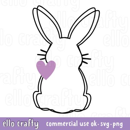 Free Easter Bunny Outline with Heart SVG