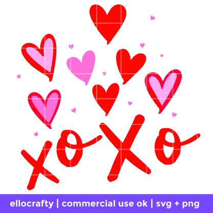 XOXO with hearts SVG free file